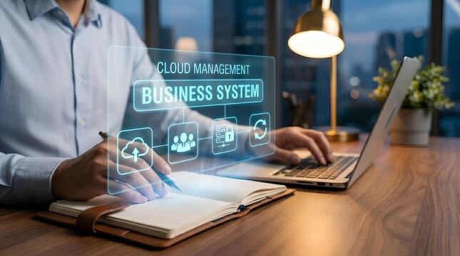 Cloud Management Holographic Workspace Business Technology Concept