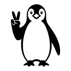 Fototapeta premium Penguin Peace Sign Illustration