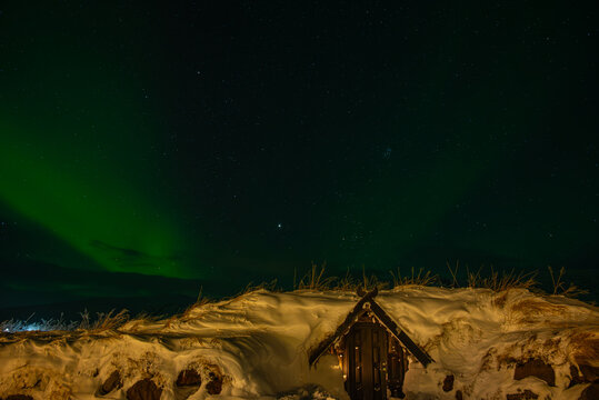 aurora borealis in Skagafjordur in north Iceland