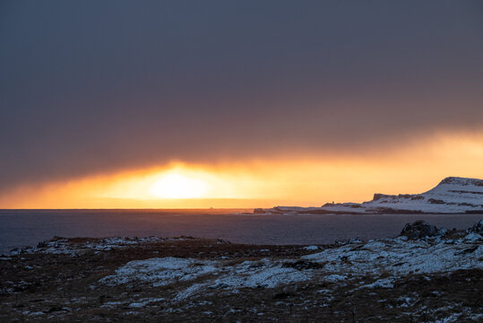 Sunset in the beautiful east Icelandic countryside
