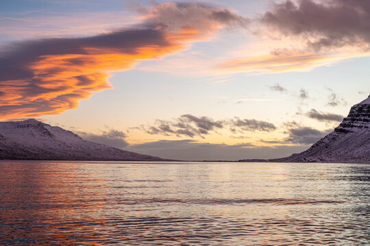 Sunset in the beautiful east Icelandic countryside