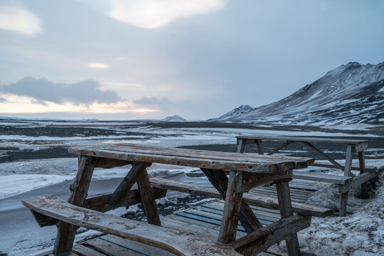 Rest stop in the icelandic countryside wilderness