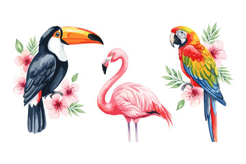 Obraz premium Tropical Birds and Flowers