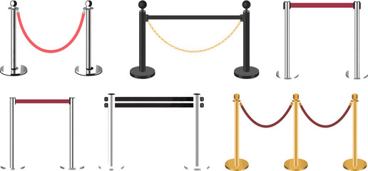 Crowd control barriers, rope stanchions, velvet ropes, event queue barriers, stanchion set © Jihadul