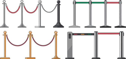 Crowd control barriers, rope stanchions, velvet ropes, event entrance gates, queue management systems © Jihadul
