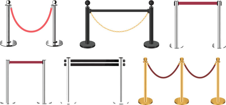 Crowd control barriers, rope stanchions, velvet ropes, event queue barriers, stanchion set