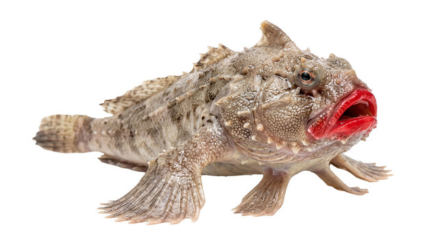 Whimsical fish with puckered ruby red lips and a delightfully bumpy, textured body design