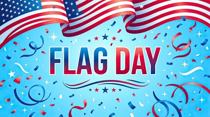 Obraz premium Flag day celebration with american flag and patriotic symbols