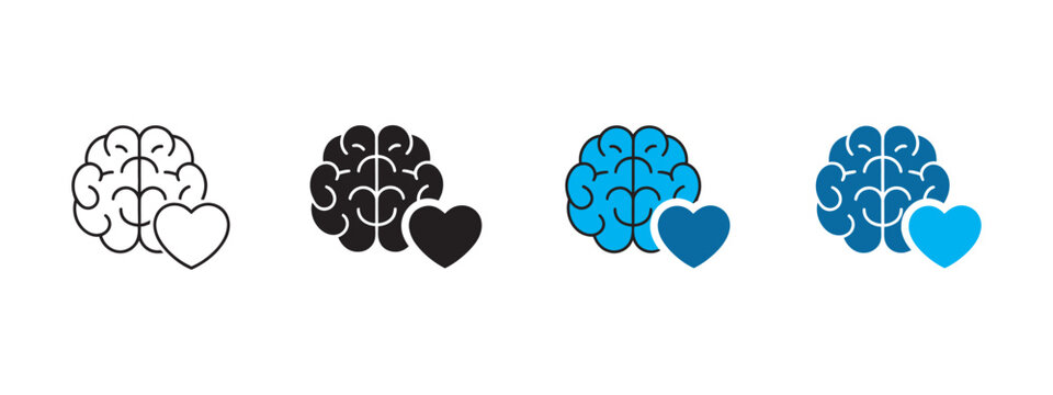 Emotional intelligence icon set vector, multiple style empathy awareness communication and mind behavior symbols for psychology concept design