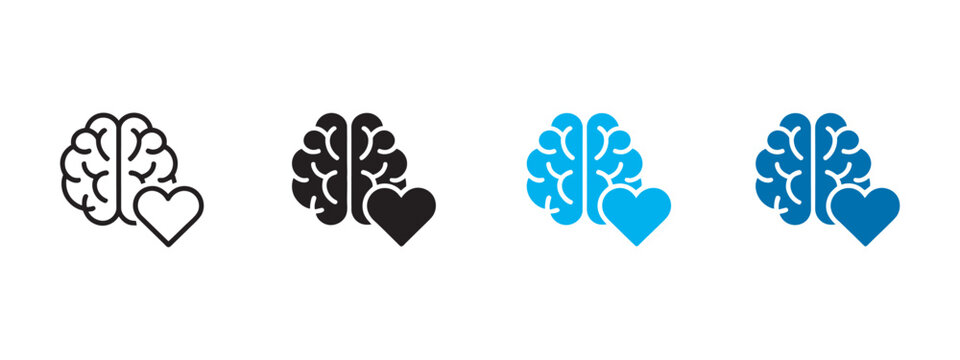 Emotional intelligence icon set vector, multiple style empathy awareness communication and mind behavior symbols for psychology concept design