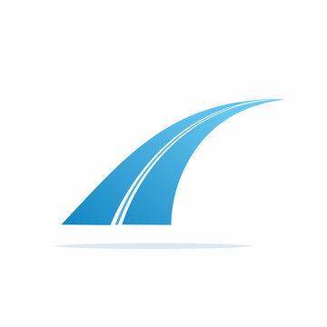 Abstract Blue Road Curve with White Lines