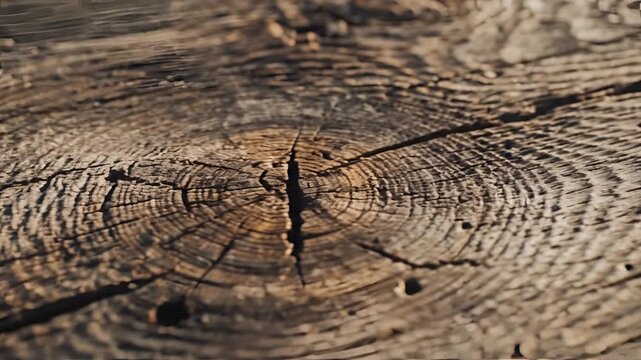 Closeup Texture of Weathered Wood Grain with Natural Sunlight.