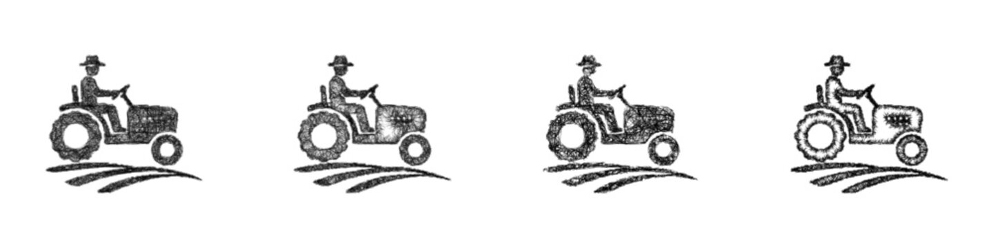 Sketch monochrome farmer logo design set