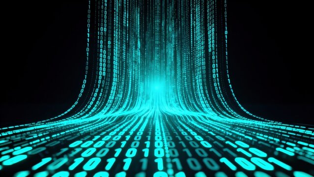 Digital binary code flow in space