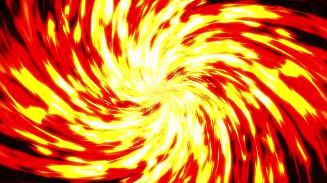 Futuristic digital fire vortex tunnel, spinning with intense yellow hot energy sparks, seamless background animation loop of majestic burning hell portal for cinematic intro design. 4k video