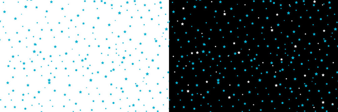 Blue Shinning stars abstract seamless pattern