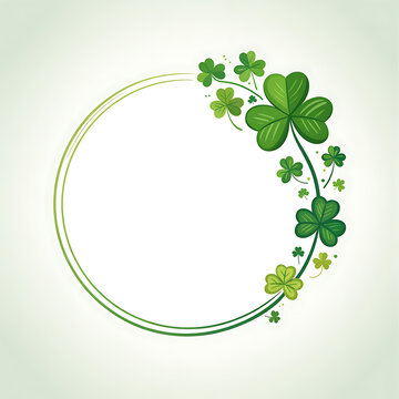 Green clover flowers in a circular arrangement on a light green background nb 97