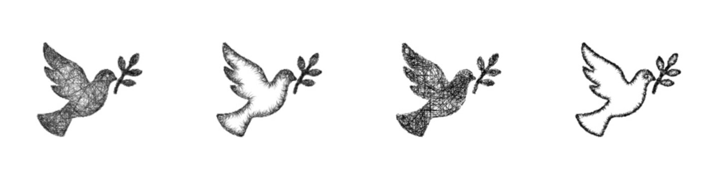 Sketch black and white peace icon design set