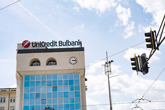 
Uni Credit Bul Bank brand logo in Sofia, Bulgaria, UniCredit is a pan-European commercial bank with a significant presence in Italy, Germany, Central and Eastern Europe