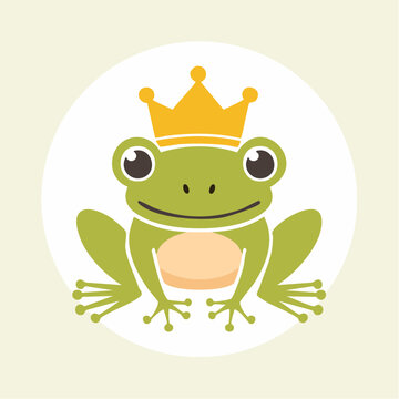 Cute Frog King Cartoon Illustration