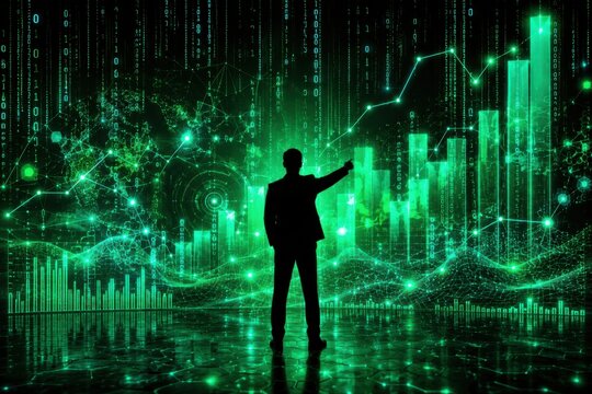 Stock market financial data analysis concept with businessman trading graph