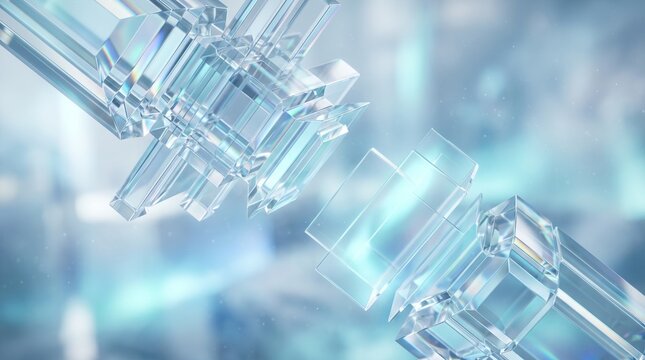 Close-up of crystalline structures in a blue-tinted environment