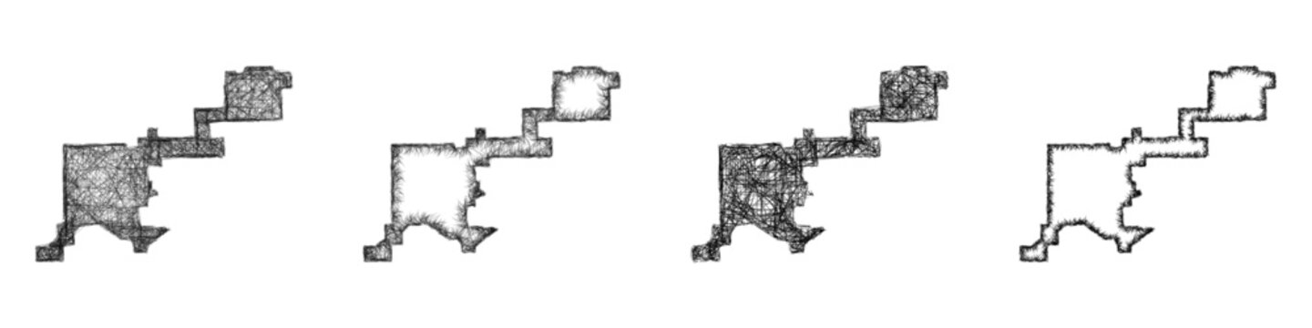 Sketch black and white Denver County (Colorado) outline map design set
