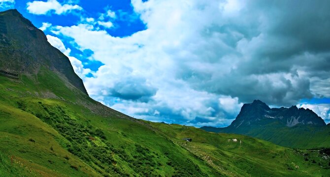 Austrian Alps - view of Karhorn and Widderstein mountains near the village of Warth in the Lechtal Alps