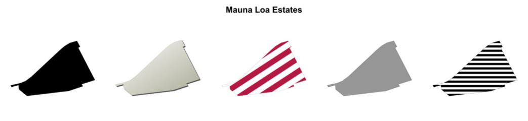 Obraz premium Mauna Loa Estates (Hawaii) blank outline map set