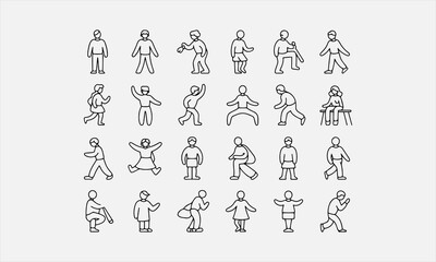 Obraz premium A set of vector line art icons of people (not outlined) with editable lines. vector illustration
