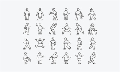 Obraz premium A set of vector line art icons of people (not outlined) with editable lines. vector illustration