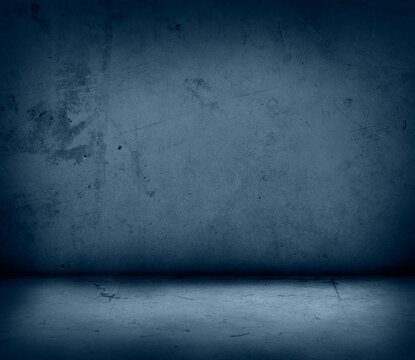 Blue concrete floor and wall background