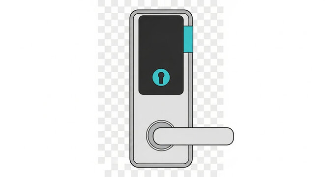 A modern smart lock with a digital keypad and sleek silver handle vector illustration