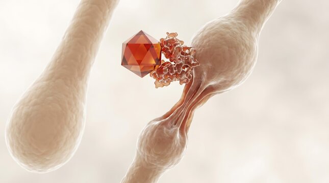 Blood clot formation showing crystalline fibrin structure inside damaged blood vessel