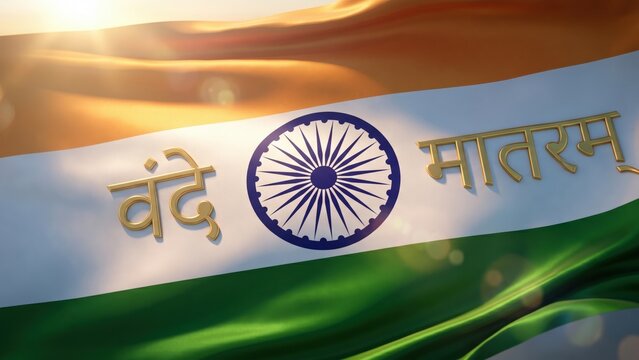 Vande Mataram &ndash; Flowing Silk Indian Flag Closeup