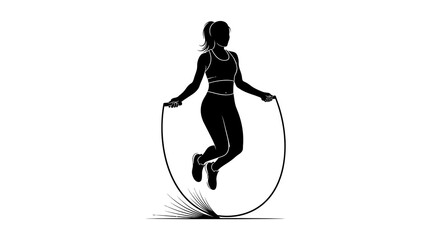 Jumping rope silhouette against a white background athletic figure in motion © hasib