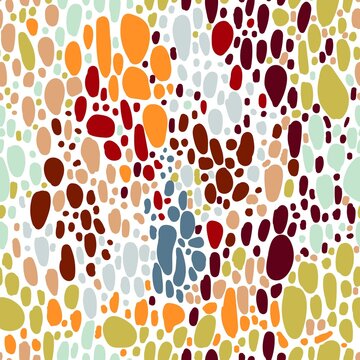 Hand-drawn seamless pattern. Random colorful multicolored spots