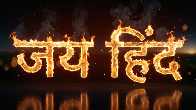 Jai Hind Fire Typography &ndash; Burning Patriotic Hindi Text Cinematic Background