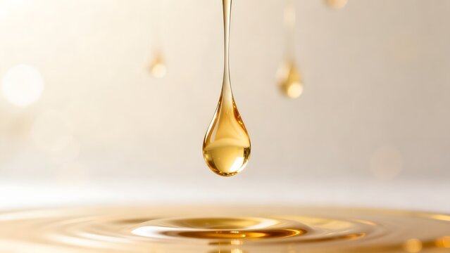 Golden liquid drop creating ripples