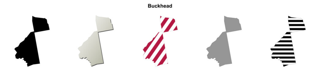 Fototapeta premium Buckhead (Georgia) blank outline map set