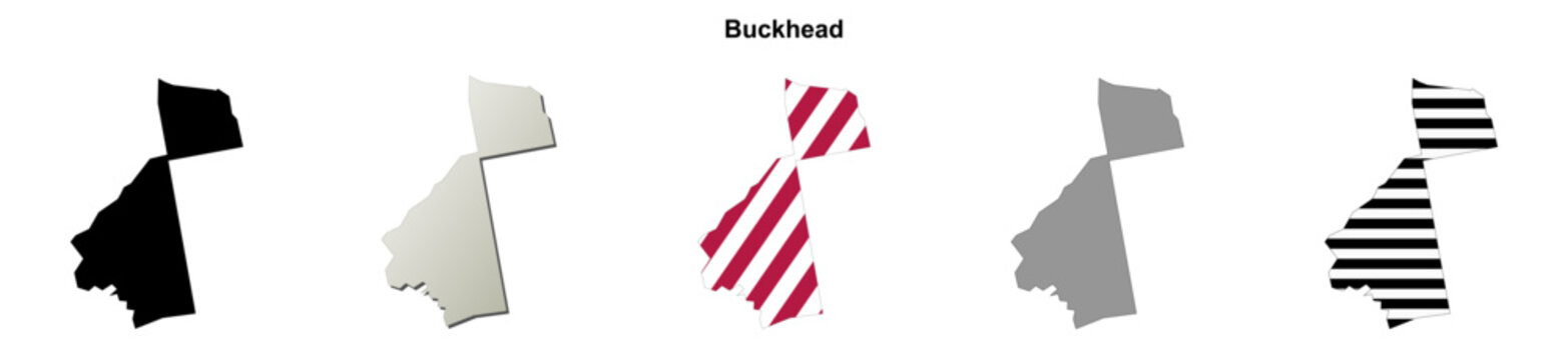 Buckhead (Georgia) blank outline map set
