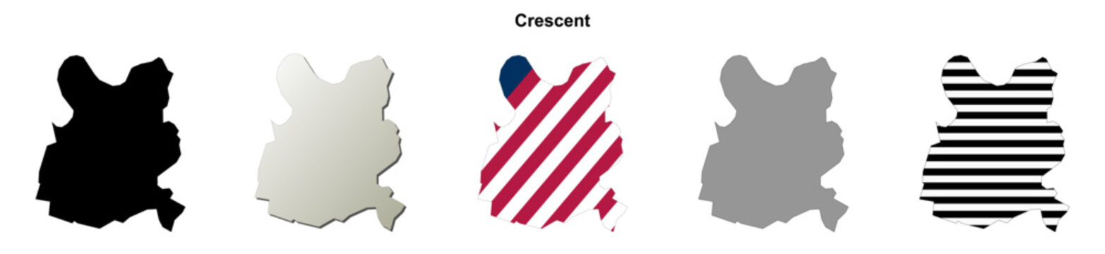 Crescent (Georgia) blank outline map set