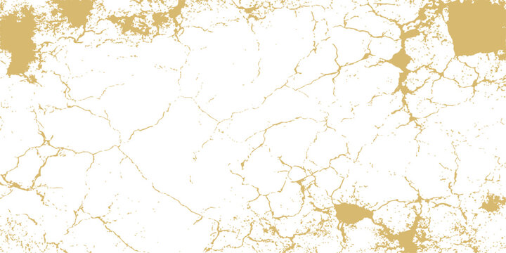 An old cracked concrete wall with a dirty grunge texture and aged yellow paint design on its rough surface