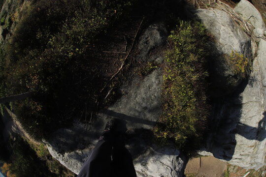 Rocks in czech republic, mount Osta&scaron; autumn sunny day