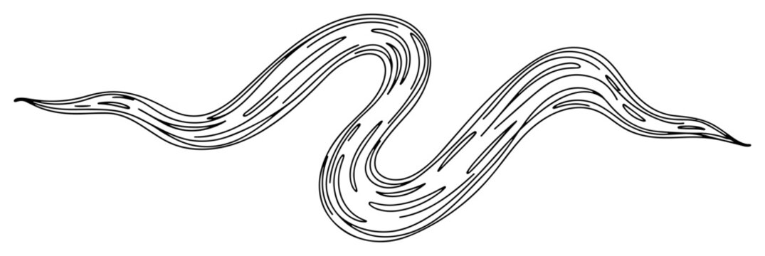 Flowing wavy ribbon with parallel internal lines representing wind or water in minimalist line art style
