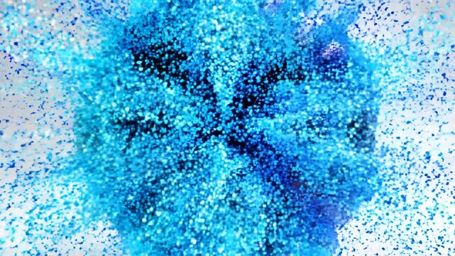 Abstract Blue Microscopic Cell Structure with Glowing Core.