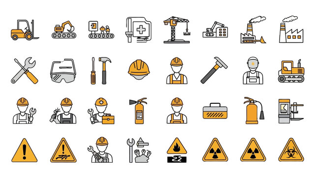 Set of under construction signs and construction icon vector illustrations for web and business design icon set