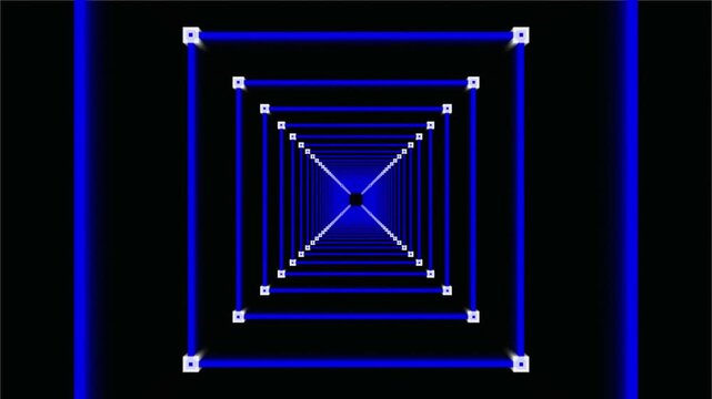 Blue square tunnel effect abstract