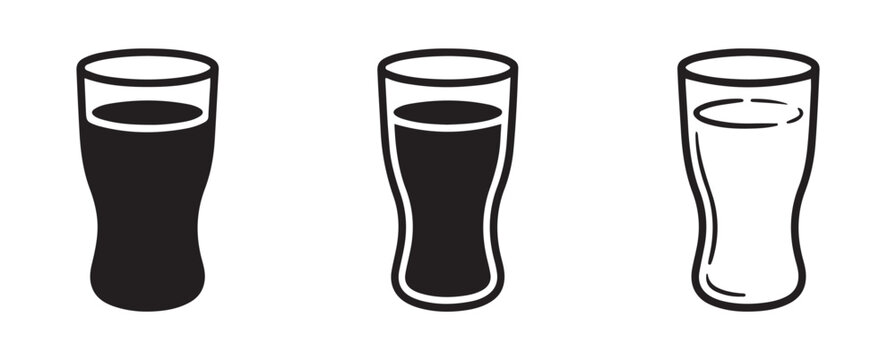 Beer glass evolution steps showing full half and empty stages for liquid level measurement graphic illustration.