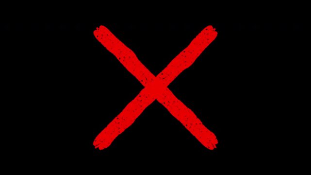 Red glowing cross symbol animation, neon x sign, futuristic digital effect red cross animation
